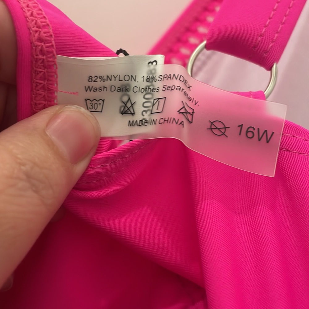 Daci mesh peekaboo hot pink ONE PIECE swimsuit 16W new - Picture 7 of 15